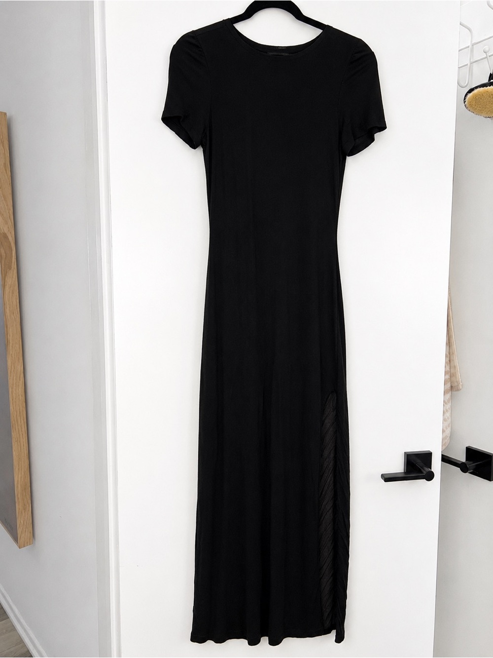 Black Short Sleeve Bodycon Maxi Dress